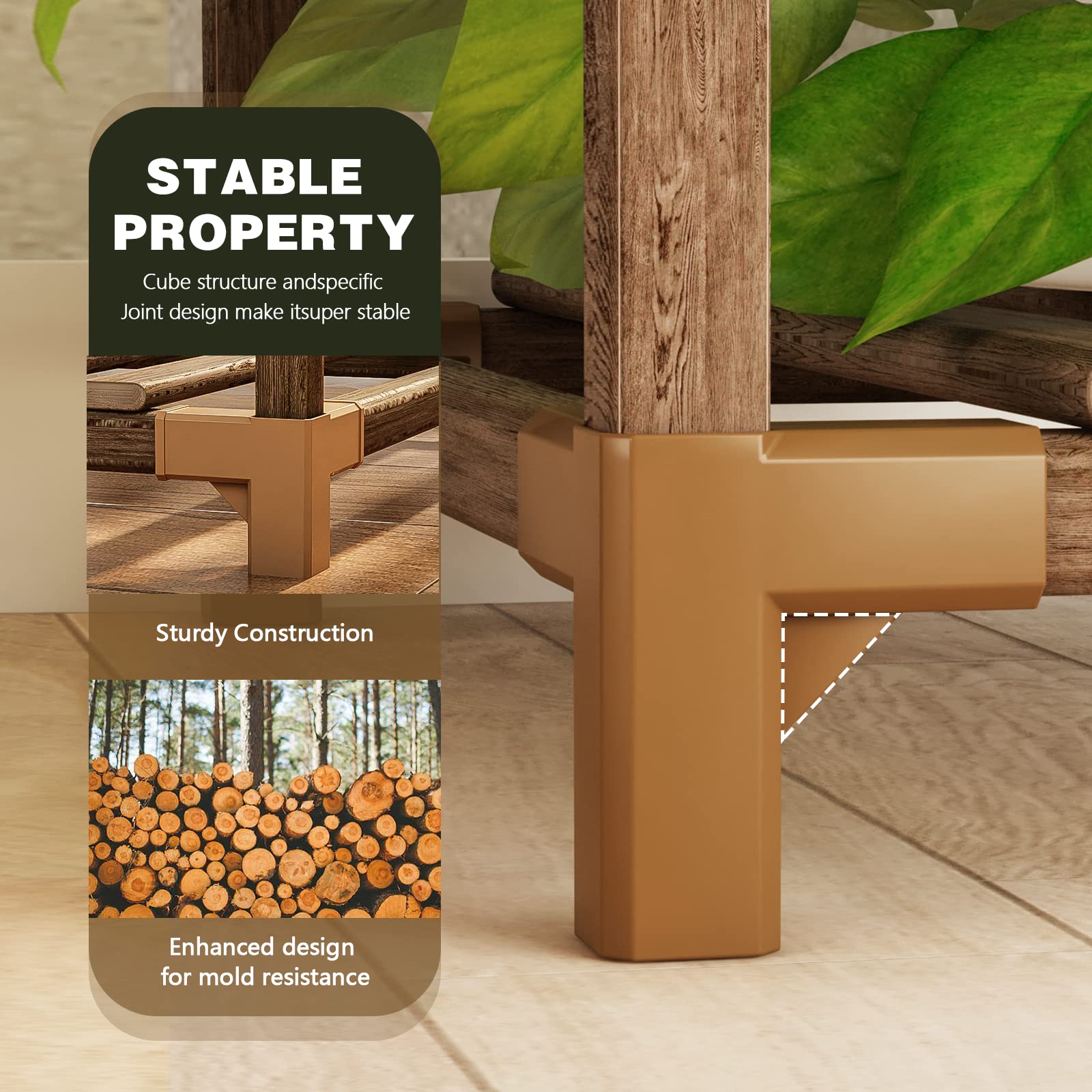 Bamworld Supporto per piante ad angolo per interni, in legno, 8 vasi per più piante, decorazione per la casa per regali di giardinaggio