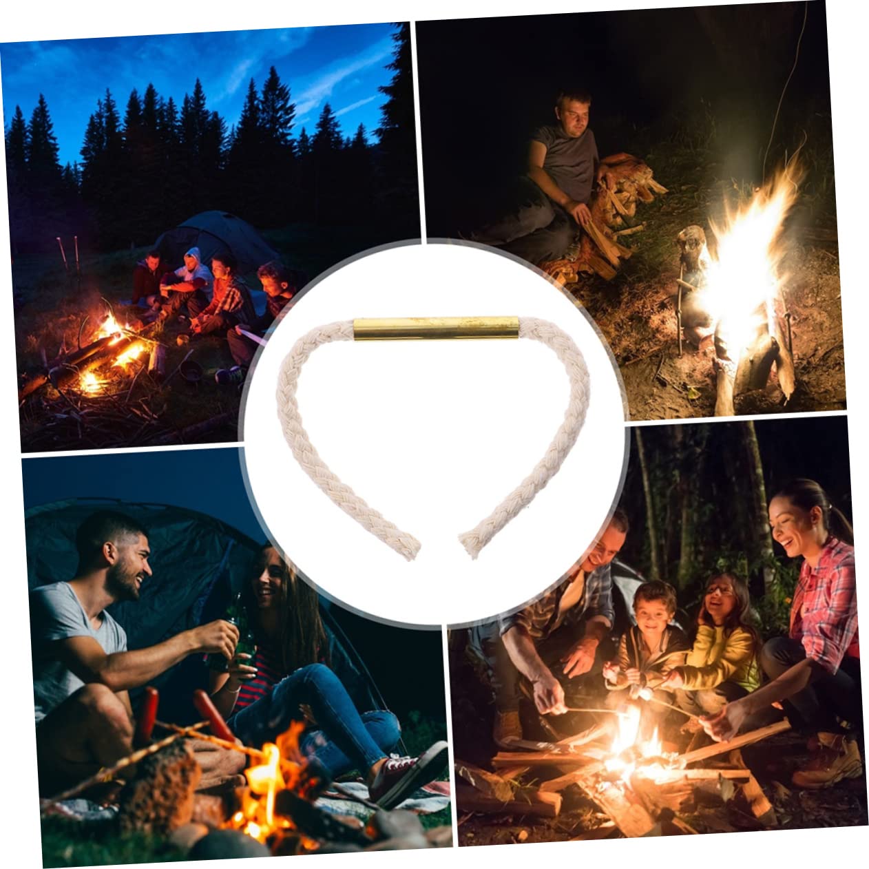 ibasenice 2sets Cord Outdoor Camping Ropes Survival Wick Long Burning Windproof Fire Starters 2pcs*2