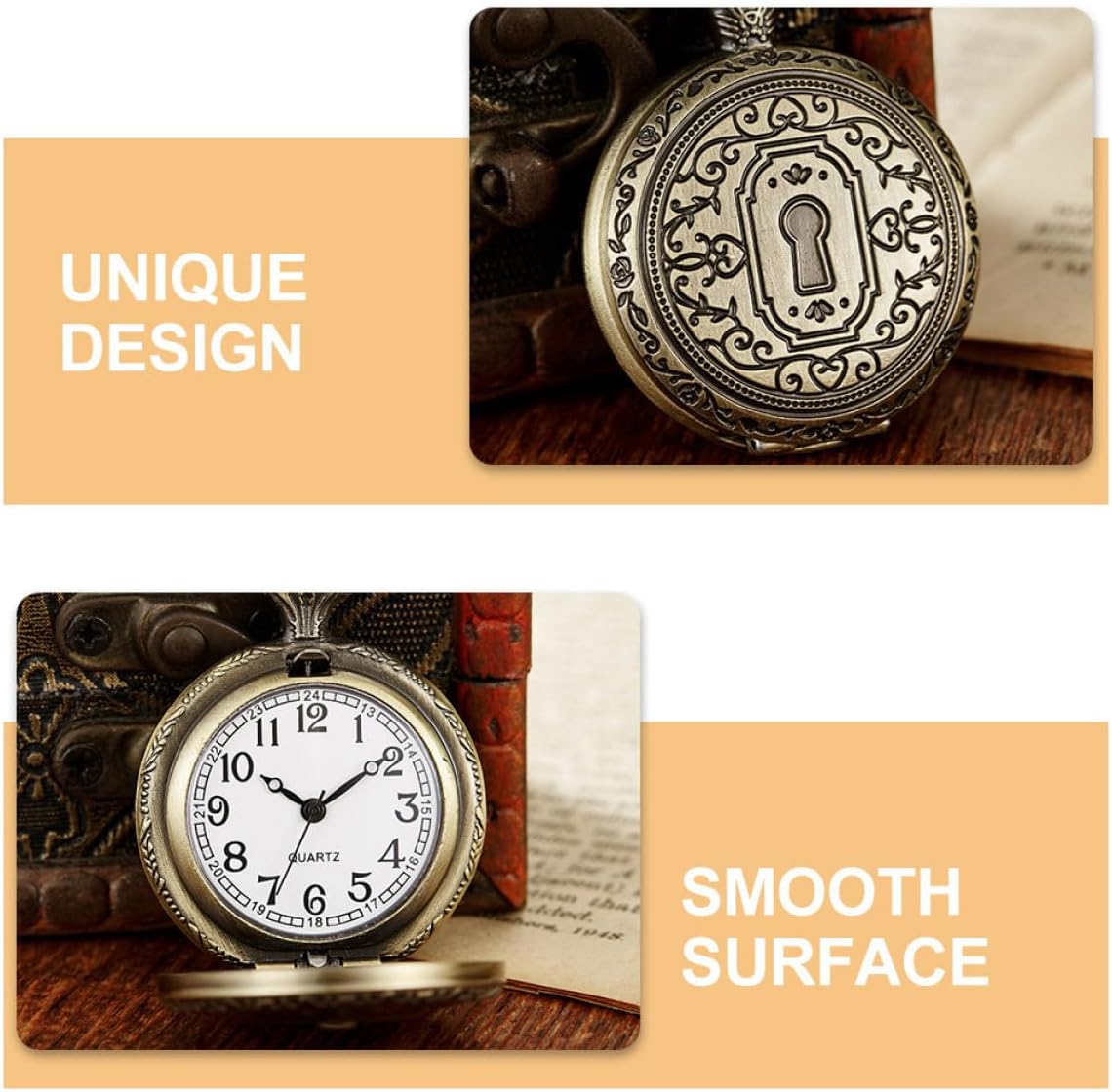 VANZACK Vintage Antique Large Quartz Pocket Watch for Men and Women, Retro Flip Cover Metal Case, Portable Classic Timepiece Suitable for Adults and Elderly