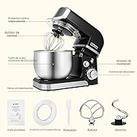 Vista 3 de Kitchen in the box Batidora de pie, pequeña, eléctrica, alimentos, 3.2 cuartos de galón, 6 velocidades, ligera y portátil, uso diario, batidor