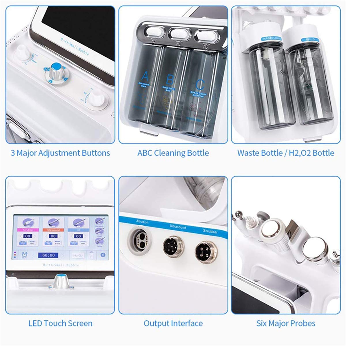 7 en 1 de oxígeno en Agua HydraFacial Machine con la máscara LED Cuidado de la Piel Facial de Limpieza Profunda Exfoliante Hydro La dermoabrasión Jet Peel pequeño Dispositivo Burbuja
