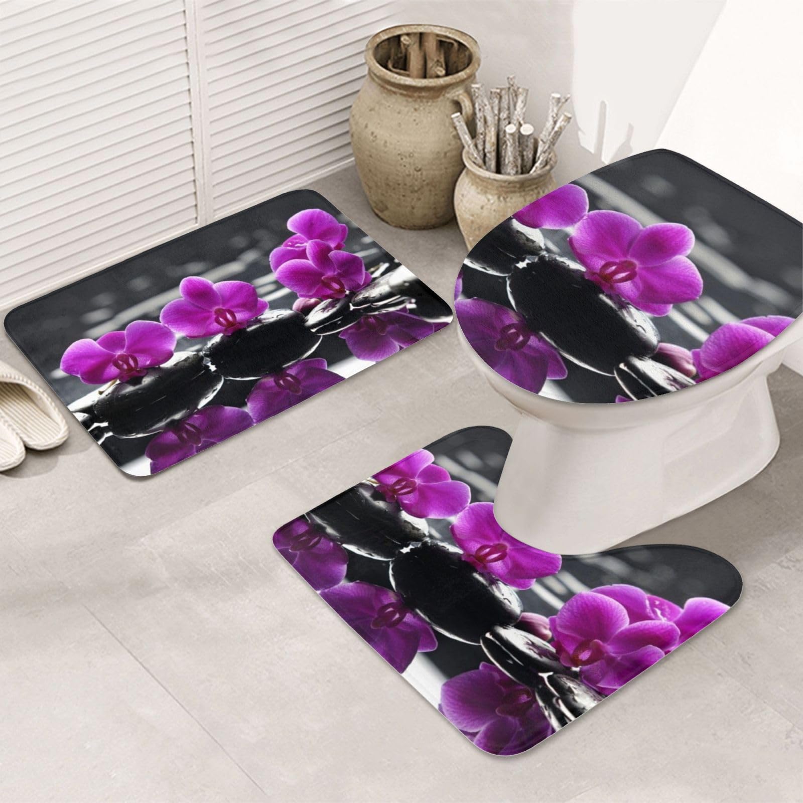 Tapis de bain en U orchidée violette pour une ambiance spa de luxe