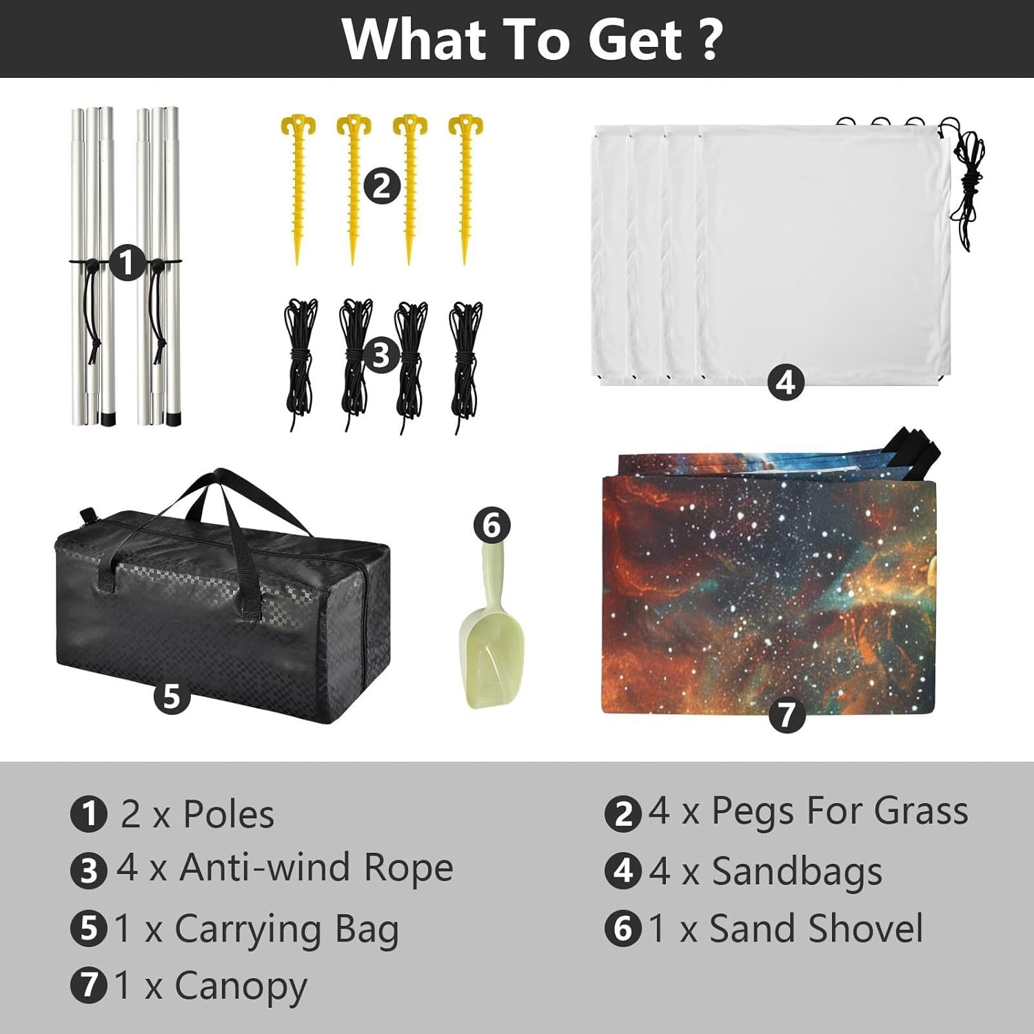 ALAZA Space Nebula Beach Tent Sun Shelter UPF50+ Protection Beach Shade Canopy w/ 4 Sandbags for Outdoor Camping, Fishing, Backyard Fun, Picnic, 10x9 ft