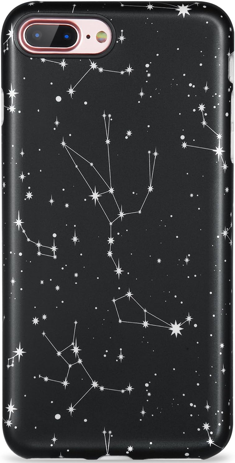 LUMARKE iPhone 7 Plus Case,iPhone 8 Plus Case, Zodiac Black Slim-Fit Glossy TPU Cute Clear Bumper Soft Rubber Silicone Thin Protective Phone Case Cover for iPhone 7 Plus iPhone 8 Plus