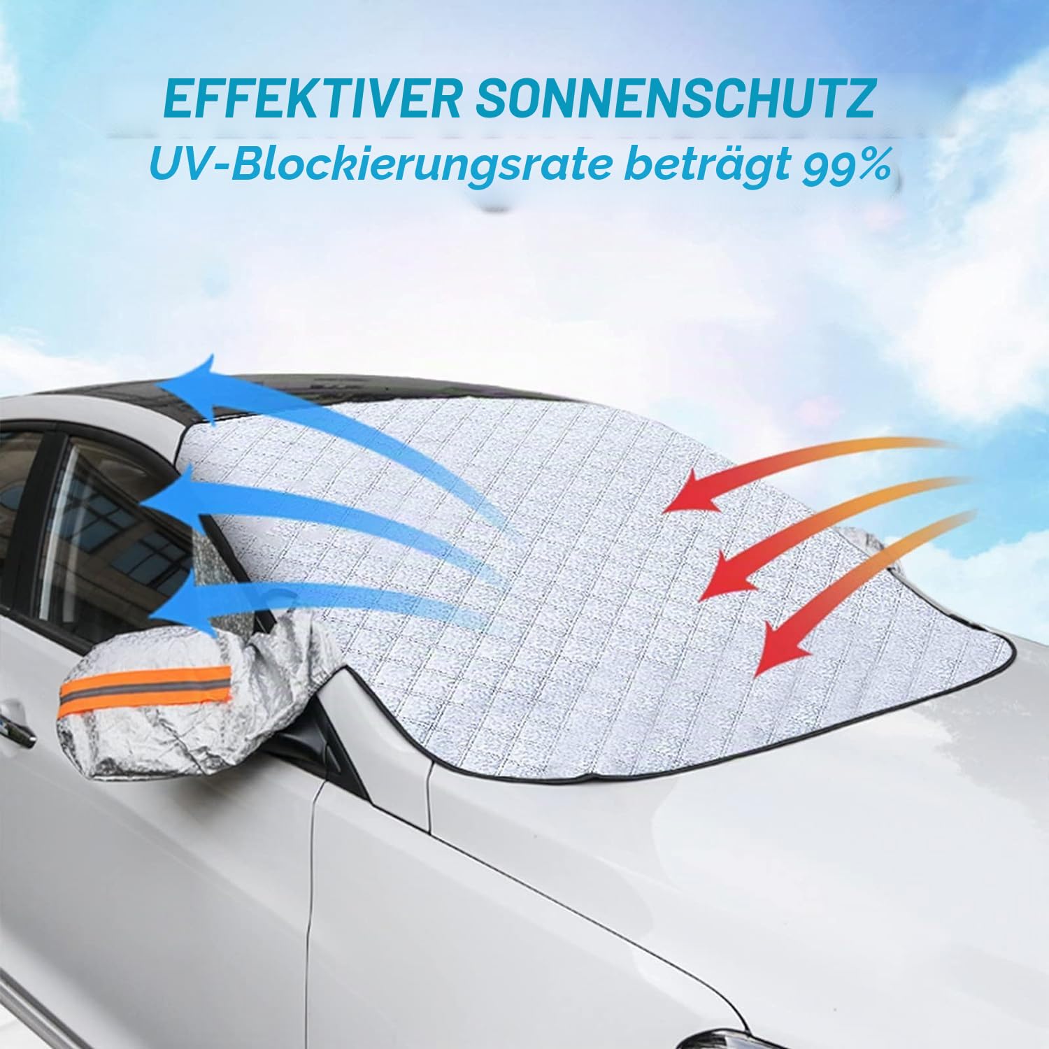 Frontscheibenabdeckung, Auto Winter Frostabdeckung mit 9 Magnet, Universelle Faltbar Winschutzscheiben Abdeckung für alle PKW Auto, SUV, Gegen Schnee, EIS, Frost, Staub