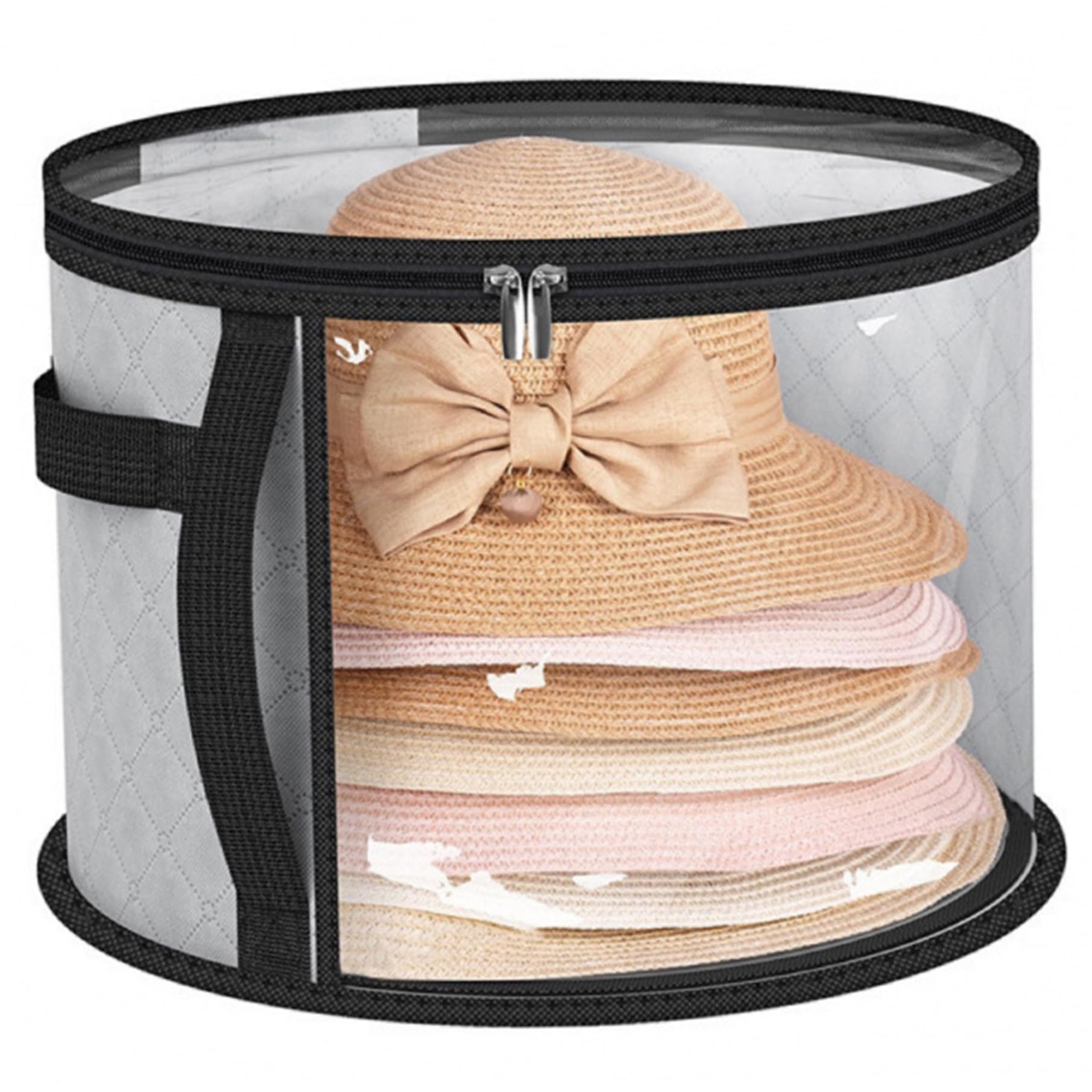 Boîte à chapeaux ronde en non-tissé 17x10 pouces avec fenêtre et poignée