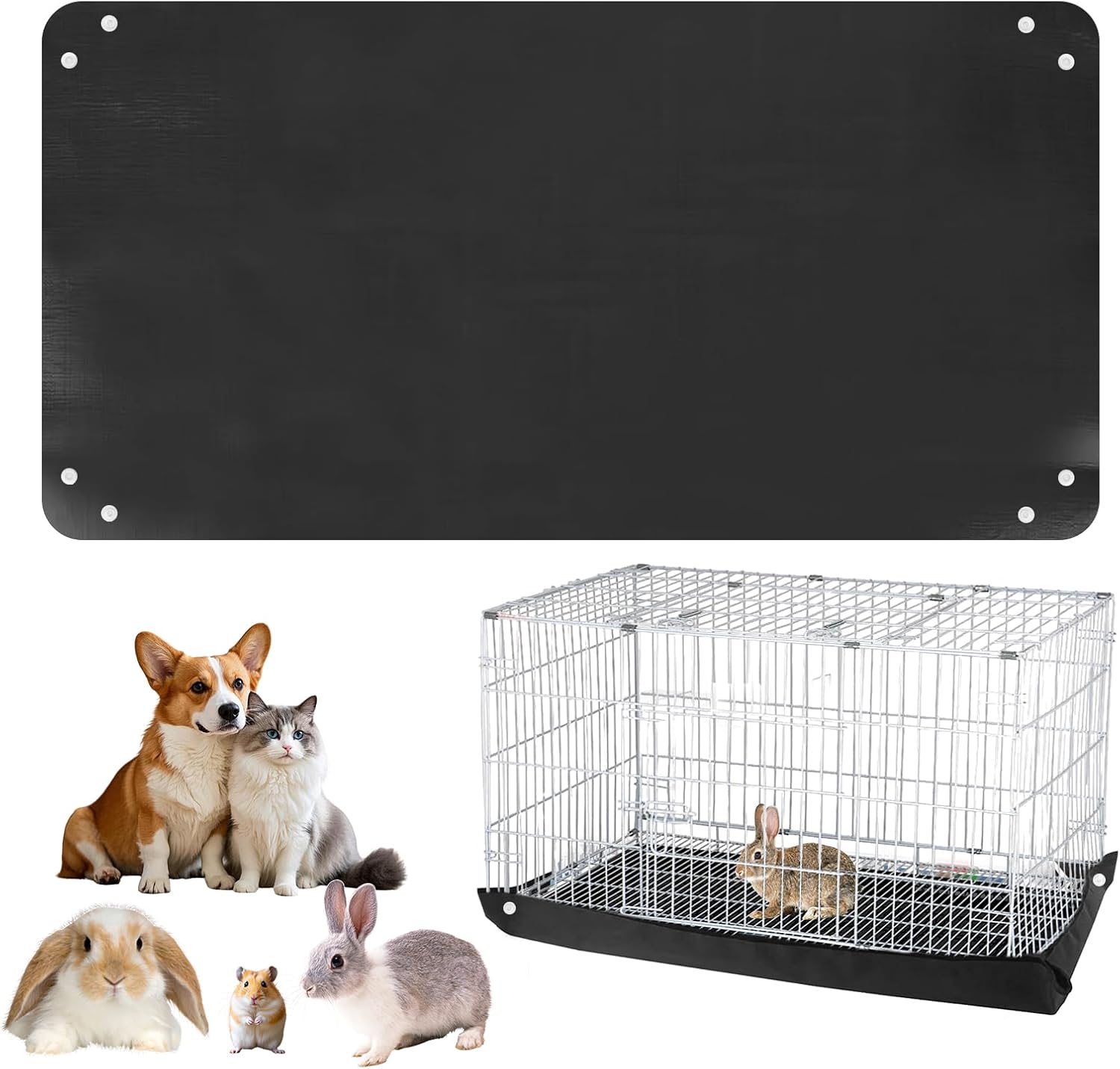 Guinea Pig Cage Insert, 150 x 100 cm Waterproof Pet Playpen Mat, Reusable Cage Mat, Rabbit Mat, Pipipads for Guinea Pigs, Hamsters, Rabbits, Ferrets