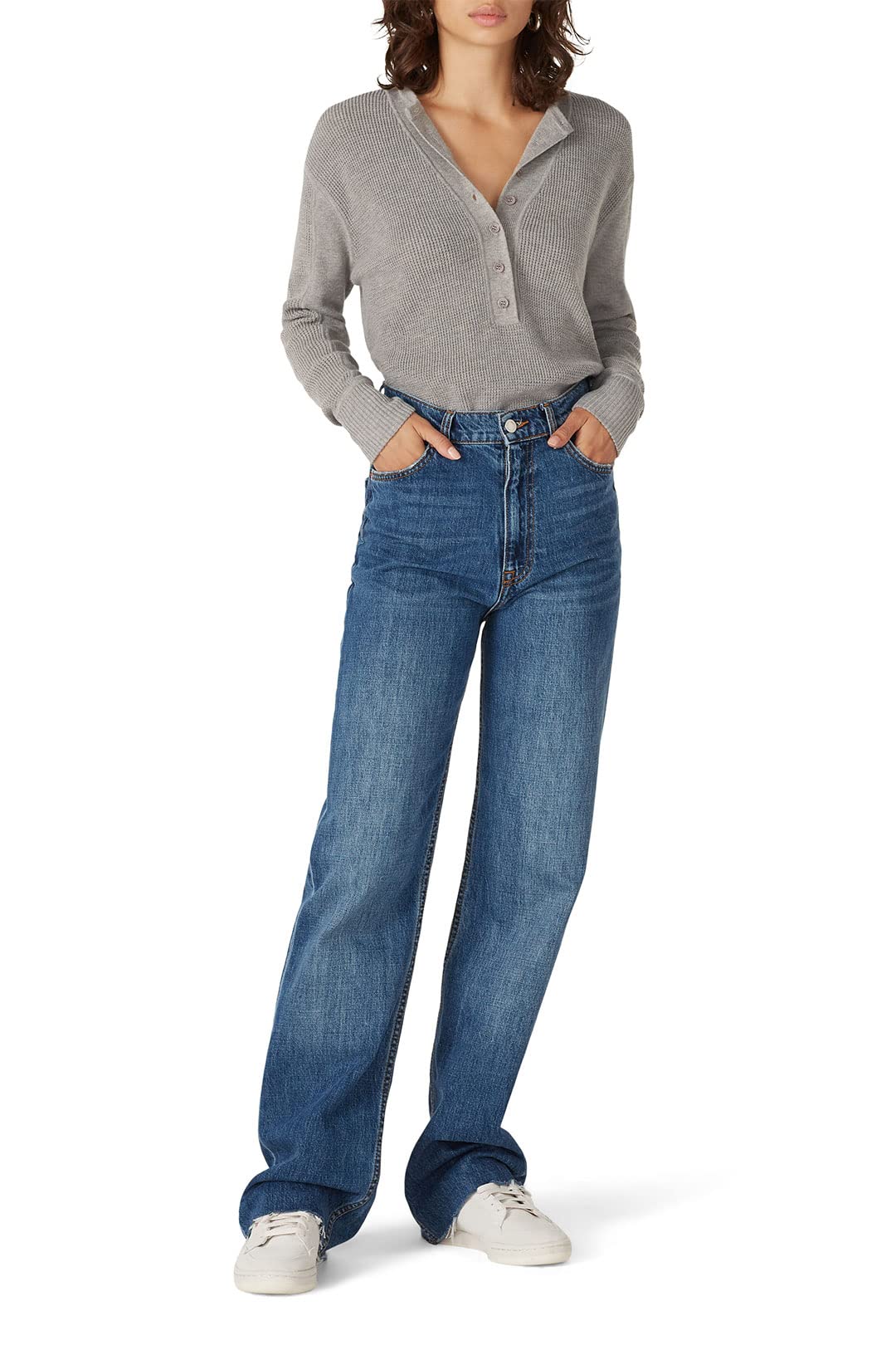 Rent The Runway Pre-Loved Grey Henley Sweater