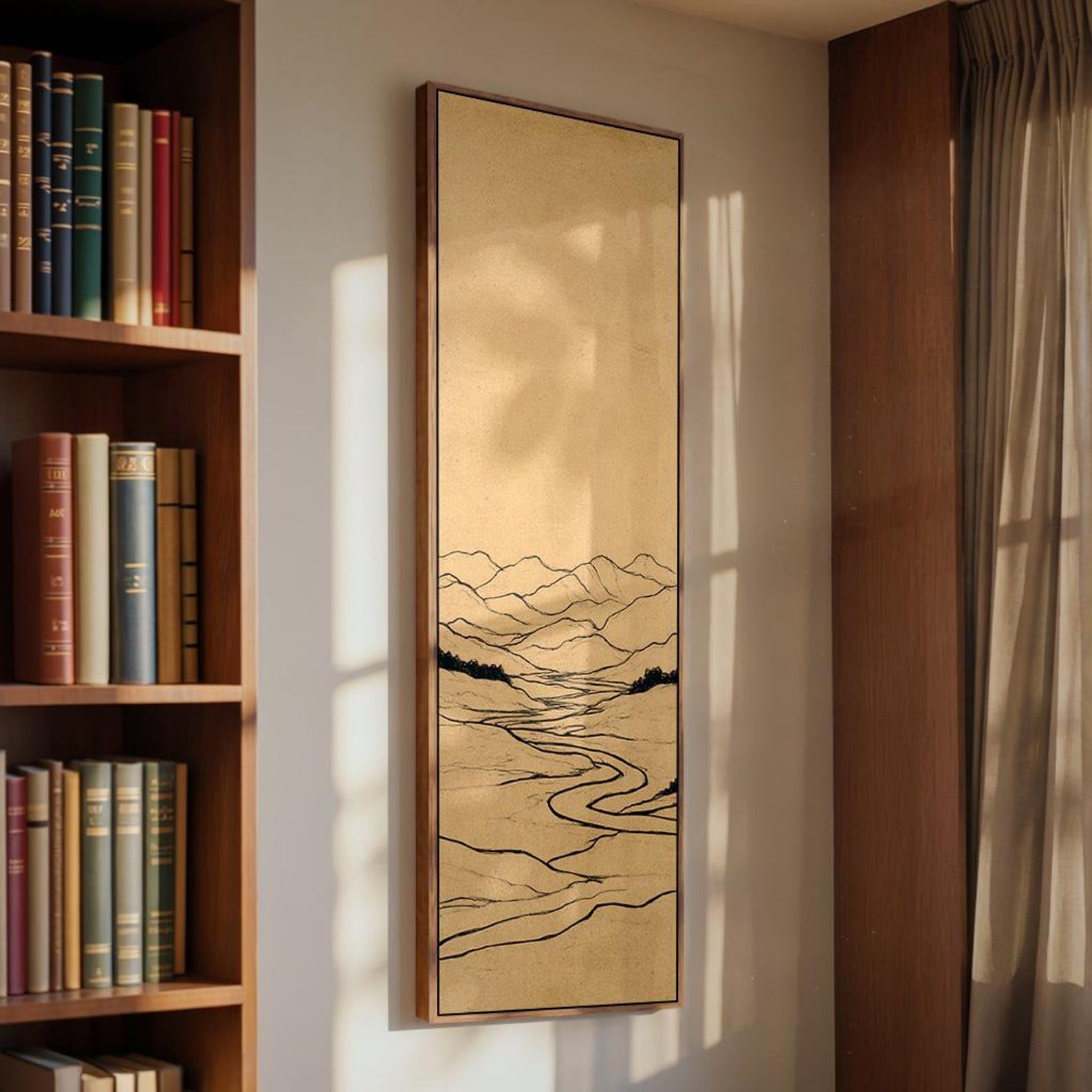 Yusuzhu Frameless Japandi Wall Art - Tall Narrow Wabi Sabi Painting - Long Vertical Canvas - Tall Narrow Canvas Print -Abstract Art Work(55X110cm/Frameless)