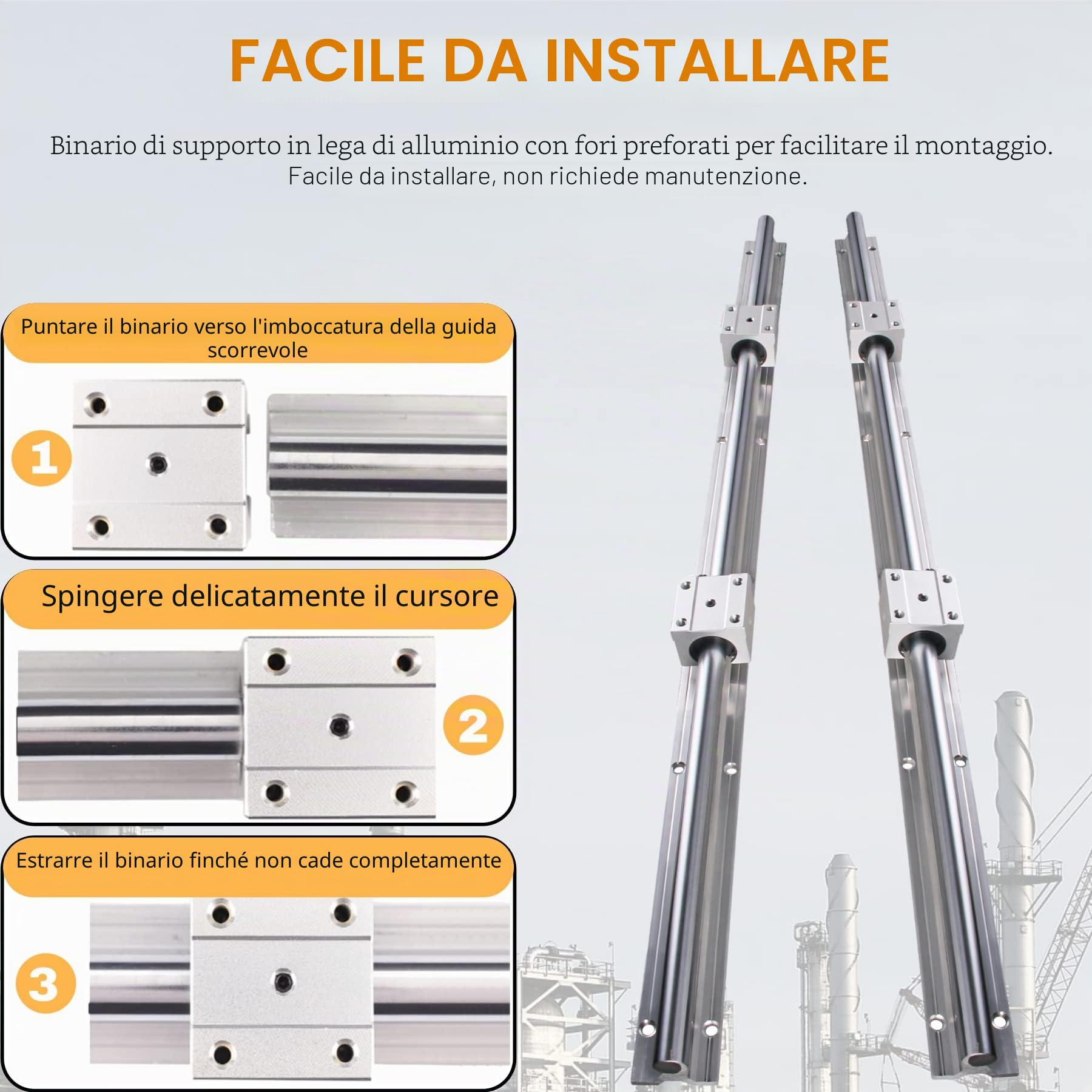 Guida lineare, 2 guide lineari, 1500 mm, set di cuscinetti lineari con 2 alberi di guida lineari + 4 blocchi blocchi di cuscinetti SBR20UU, set di guide per tornio (SBR20-1500 mm)