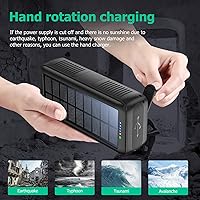 Vista 2 de Solar Charger Power Bank 63200mAh, Portable Charger with Dual Outputs & Dual Inputs 4 LEDs Flashlight, Hand Crank Power Bank Fast Charging Battery