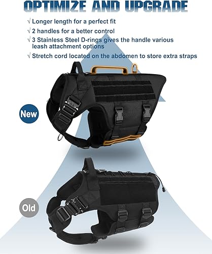 Miniatura 2 de PETNANNY - Arnés táctico para perros grandes, chaleco de servicio para perros grandes, cobertura completa de cuerpo en arnés de entrenamiento para
