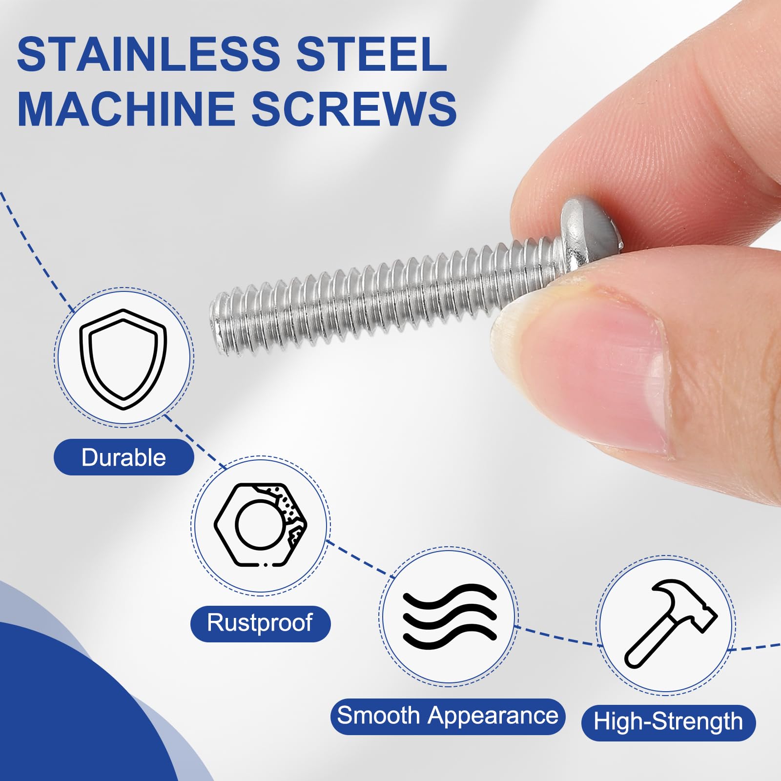 PATIKIL 1/4-20 x 1-1/4" Pan Head Machine Screws, 25 Pcs 304 Stainless Steel Round Head Screws for Cabinet Drawer Knob Pull Handle, Phillips Drive, Fully Threaded, Bright Finish - Image 3