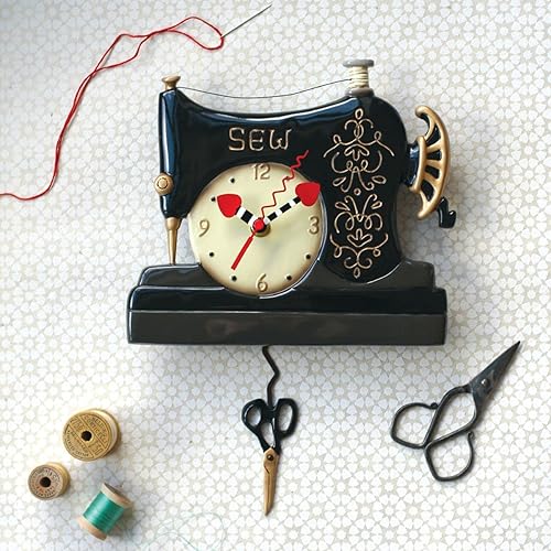 Miniatura 2 de Allen Designs Reloj de pared con péndulo para máquina de coser vintage