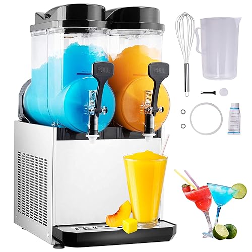 TECSPACE Slushy Machine 2 tanques 8 galones, máquina comercial granizado 1060 W, 30L Slushy Maker para margarita, cóctel, vino, daiquiri
