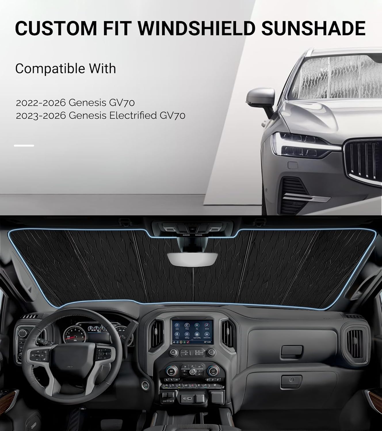 Windshield Sun Shade for Genesis GV70 2022-2026, Electrified GV70 2023-2026 Front Window Sunshade - AstraGuard