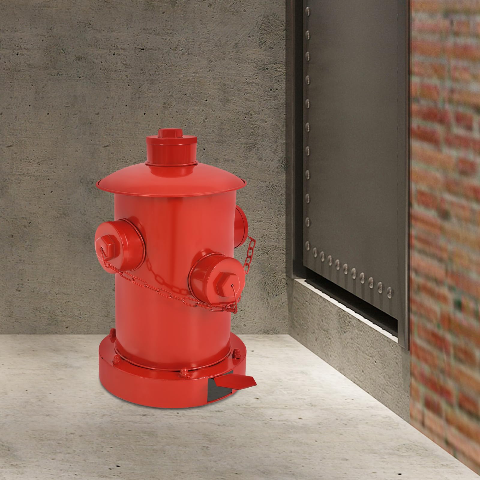 Pinelicorn 15.35inch Fire Hydrant Trash Can, Retro Creative Garbage Can with Inner Bucket, Pedal Trash Can with Lid, Indoor Outdoor Waste Bins for Garden Kitchen (Red)