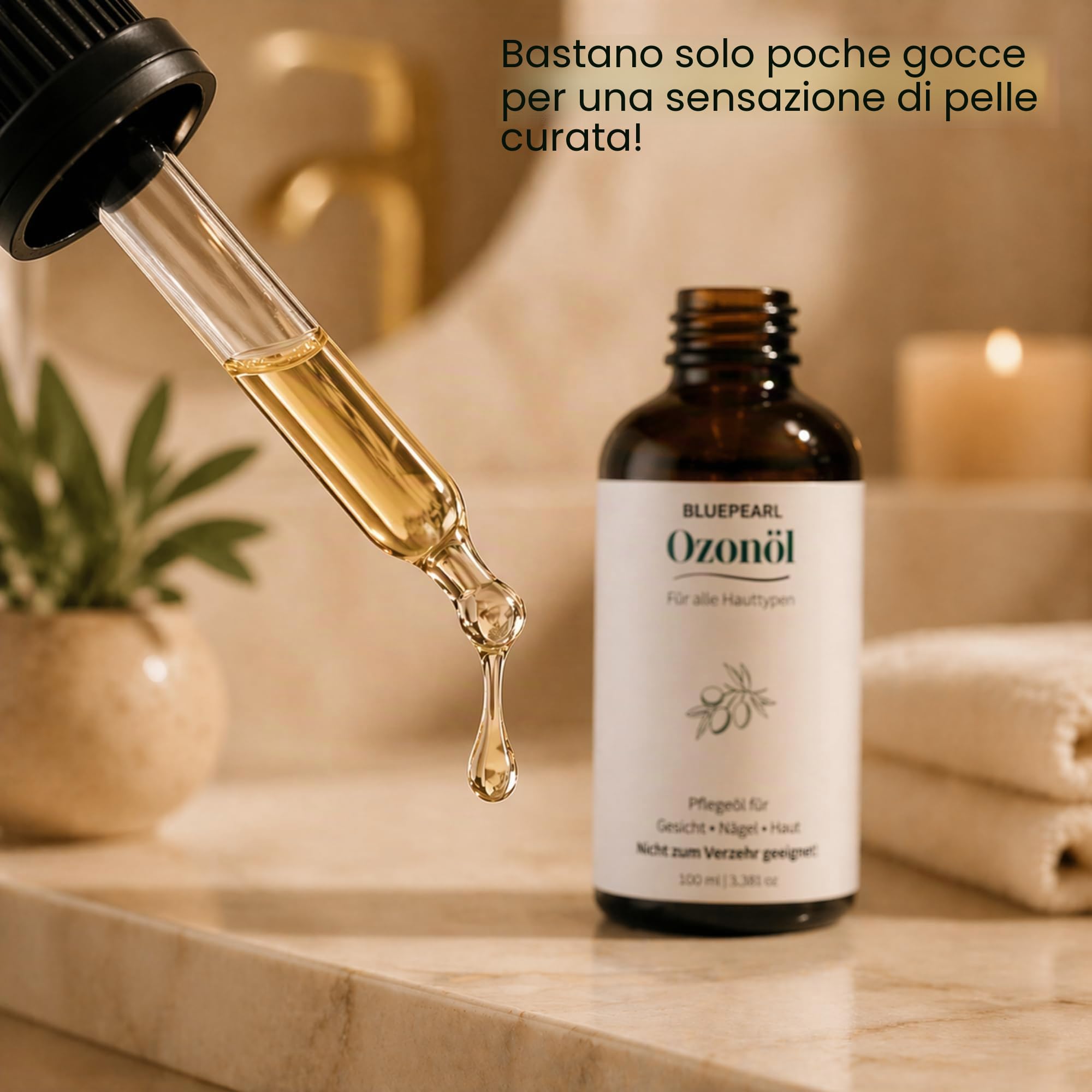 Olio di ozono, 100 ml, olio d'oliva naturale con ozono, prodotto in Austria, contro acne, imperfezioni della pelle, infezioni fungine, punture di insetti, imbottigliato a mano e ozonizzato per 48 ore