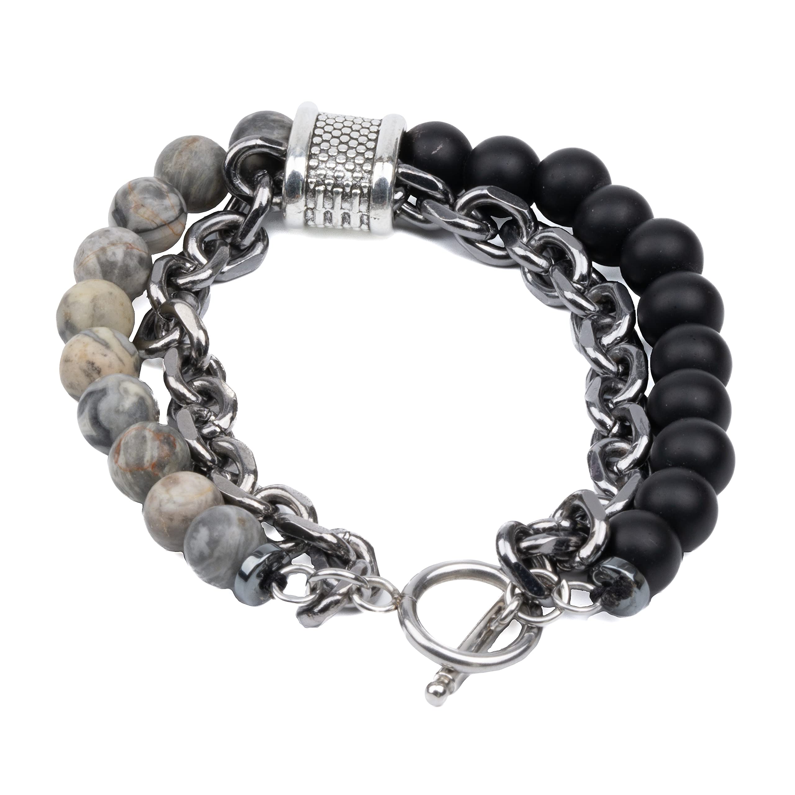 THE MEN THING BEADFUSION GREY - Natural Beads Bracelet for Men - Become Money Magnet - Natural Flash Stone Colorful 7 Chakra Energy Stretch Bracelet (8inch) (B0BM68PWQN) Amazon Price History, Amazon Price Tracker