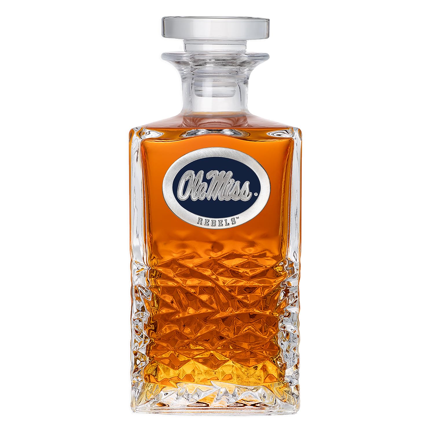 Mississippi “Ole Miss” Heritage Decanter | 25 OZ Liquor Pourer | Expertly Crafted Pewter Glass by Heritage Pewter