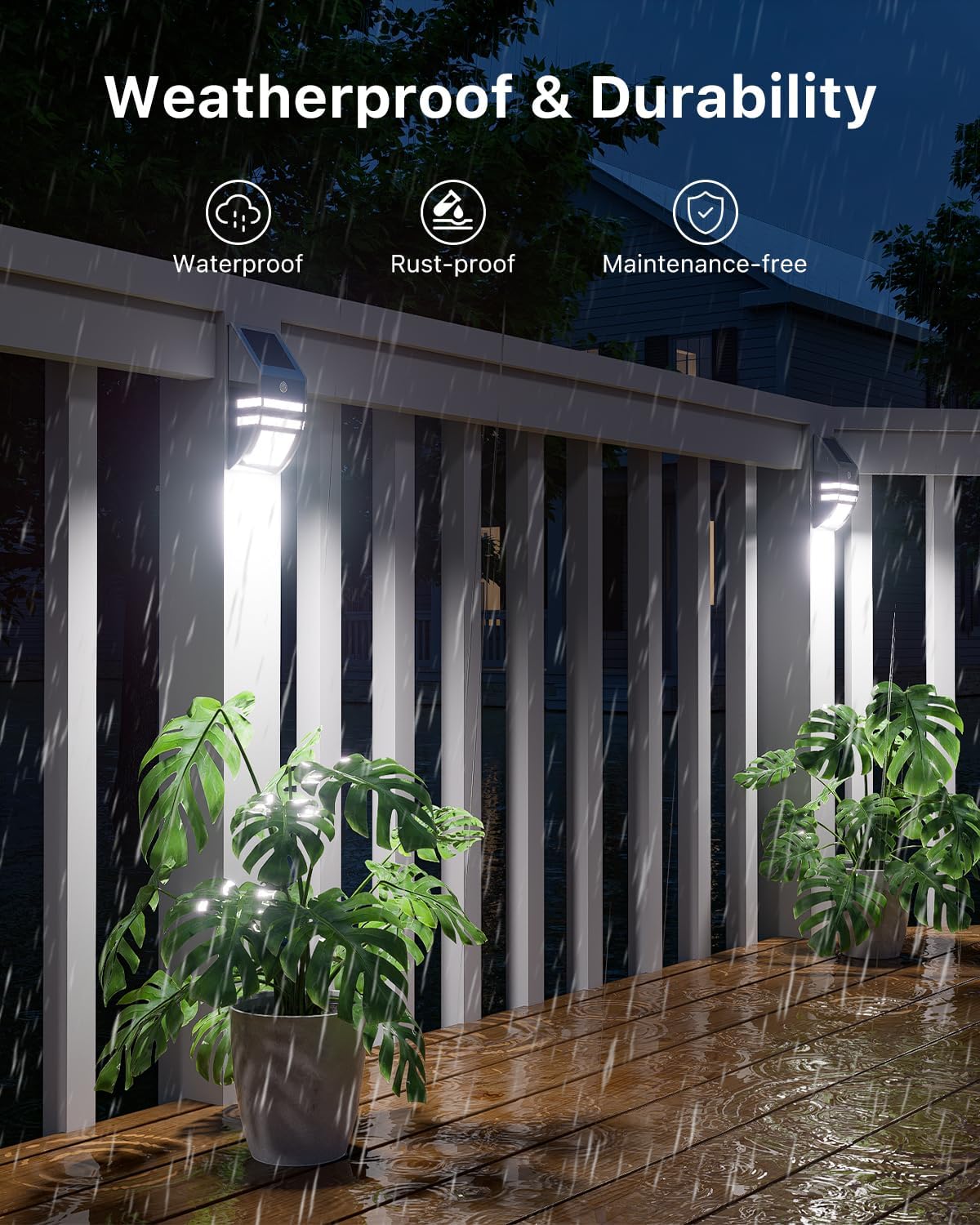 8 Pack Solar Wall Lights, Stainless Steels Outdoor Waterproof Motion Sensor Modern Metal Lamps for Fence, Deck, Post, Stair, Front Porch, Dock, Patio, Yard, House Siding, Convenient Security Lighting