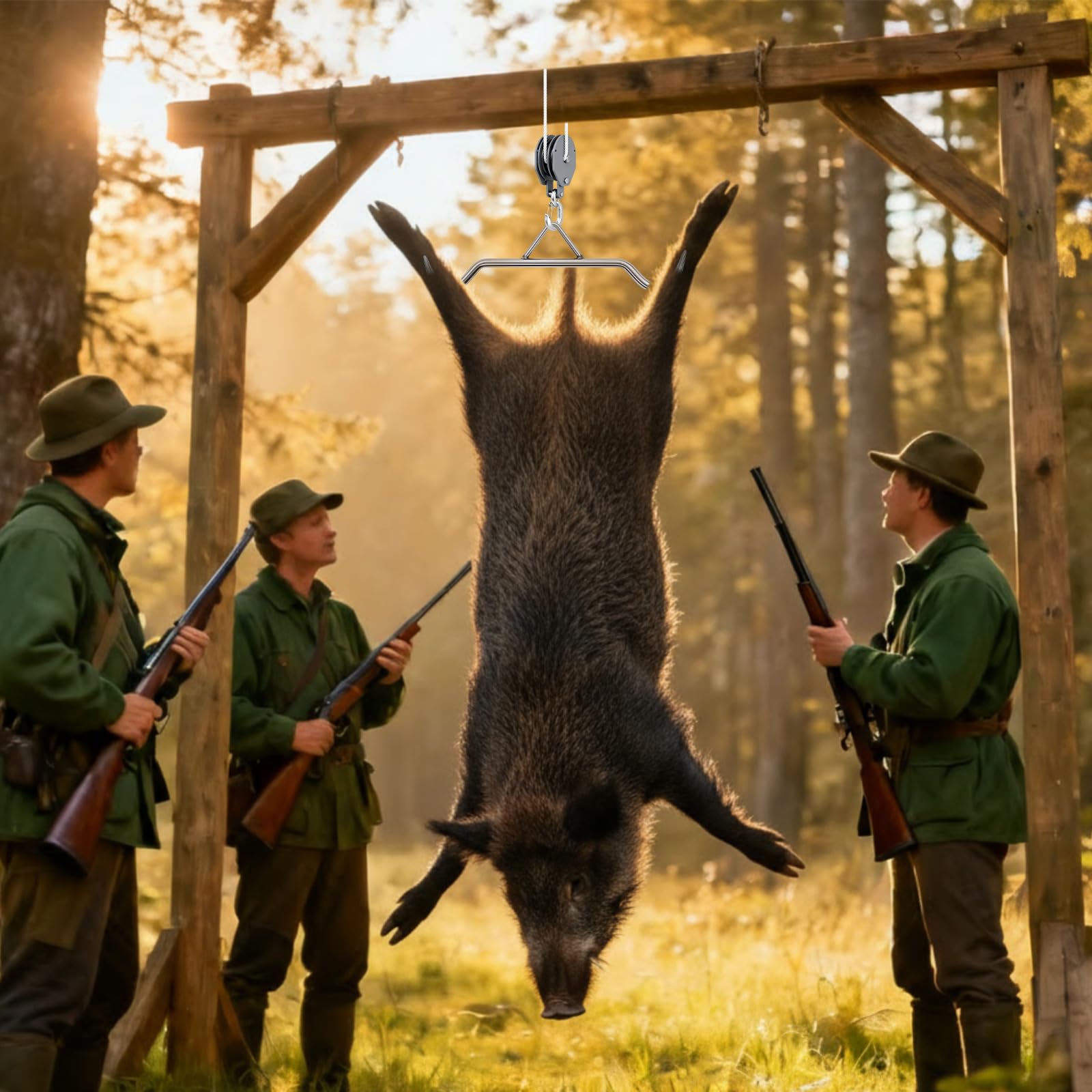 Zonon Gambrel - Barra in acciaio pesante da 50 cm, con ganci, supporta fino a 544,3 kg, resistente, strumento di lavorazione per cervi, alci e giochi di grandi dimensioni, 2 pezzi
