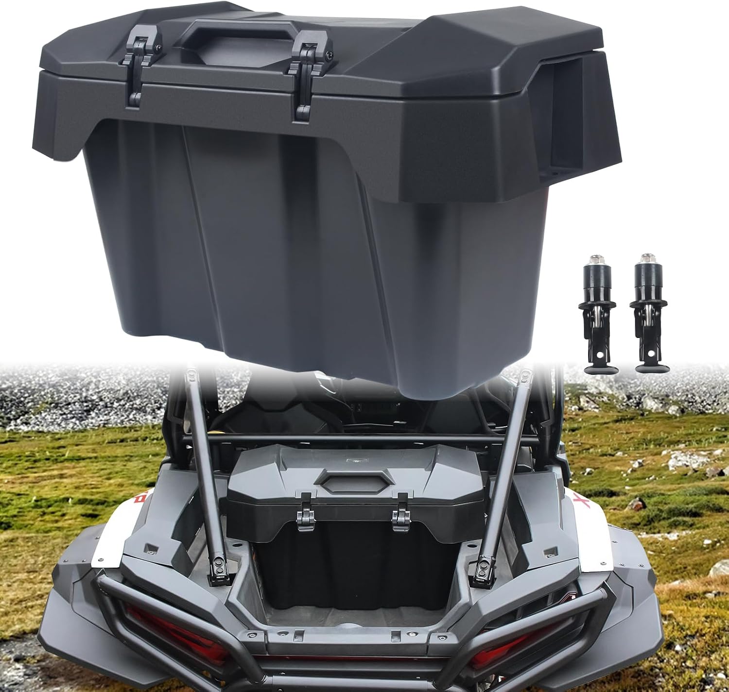 82 QT Forward Cargo Box Compatible with 2024+ Polaris RZR XP 1000/ XP 4 1000 Accessories UTV Water Resistant Forward Cargo Storage Box with Two Lockable Latches Replacement for 2889611