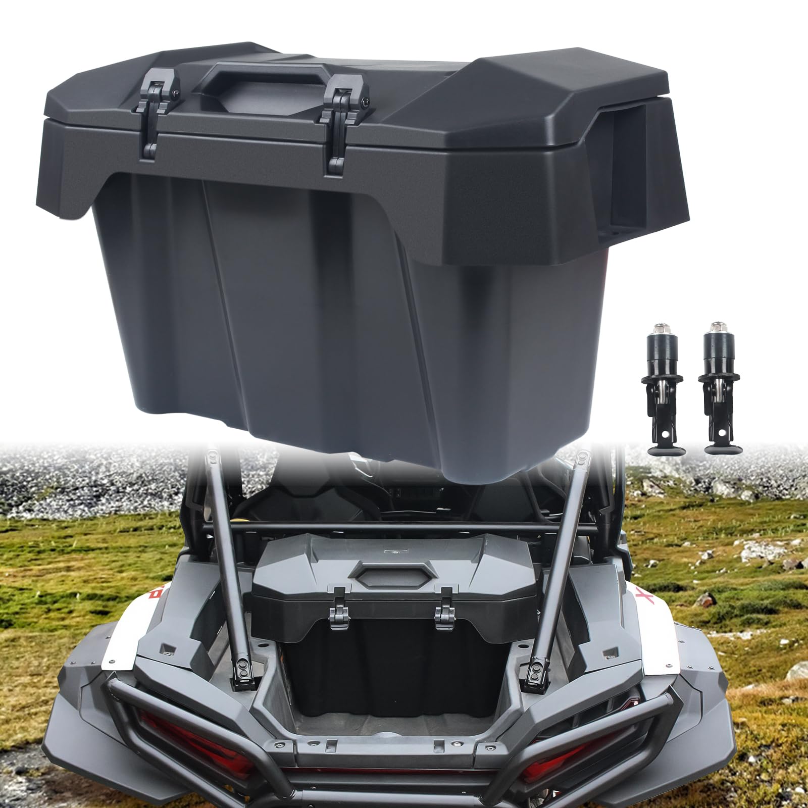 CUSAUTV 82 QT Forward Cargo Box Compatible with 2024+ Polaris RZR XP 1000/ XP 4 1000 Accessories UTV Water Resistant Forward Cargo Storage Box with Two Lockable Latches Replacement for 2889611