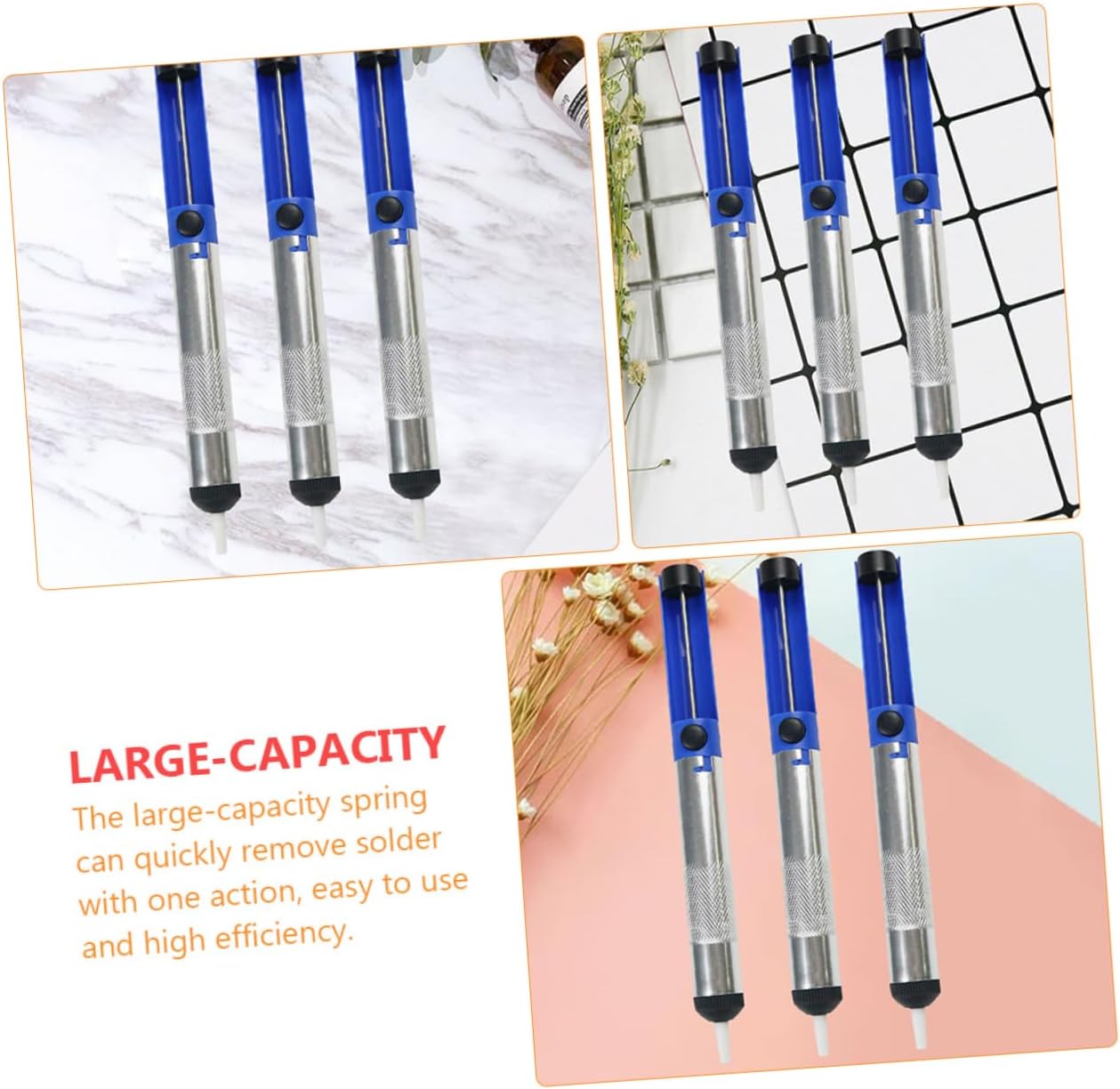 ORFOFE 10pcs Desoldering Vacuum Pump High Efficiency Solder Remover with Strong Suction Easy One-handed Use for Pcb Repair and Maintenance