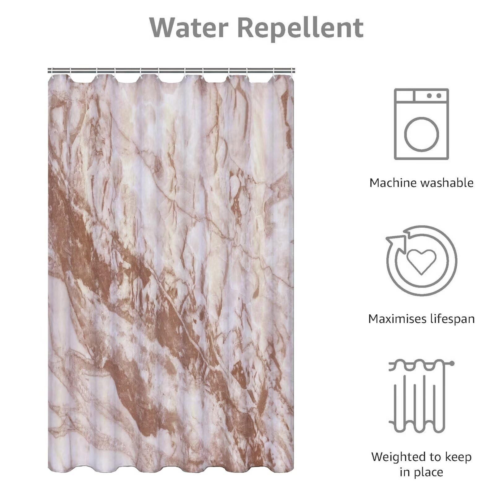 Rouge Rouille Rideau Douche 180x210cm Rideau de Douche Abstrait Shower Curtain – Impression Polyester Tissu – avec 12 Crochets – Lavable en Machine – Imperméable – pour Salle de Bain – Hôtel D#342