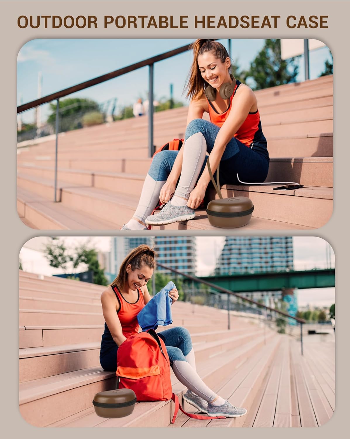 Hard Headphone Case for Beats Solo 4, Studio Pro, Solo 3, Studio 3, Solo 2,Over Ear Headphone Carrying Case with Storage Cable Bag Strap for Travel (Brown) - Image 5