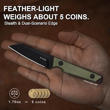 Kizer Phasmids Fixed Blade Knife with Sheath, 2.78 D2 Steel Blade