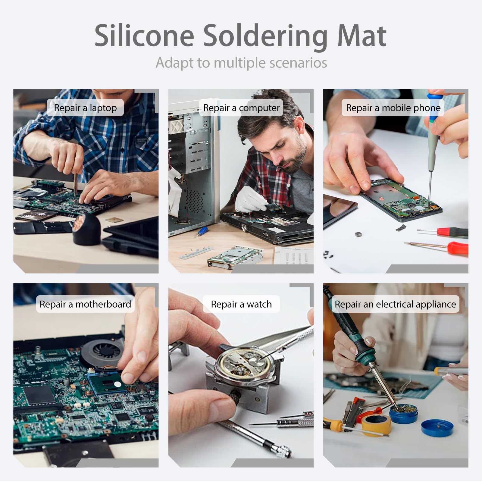 Large Silicone Soldering Mat for Electronic Repair, 21.6 X 13.8 in — Amazon image 6