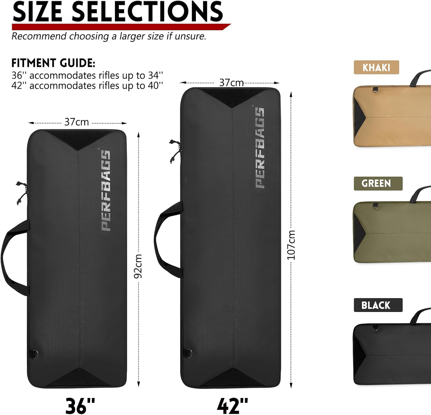 Single Rifle Case Bag, Tactical Padded Soft Gun Case w/MOLLE System, Wide Interior Fits Scoped Rifles, Adjustable Sling, Dual Zipper for Hunting & Range - Image 6