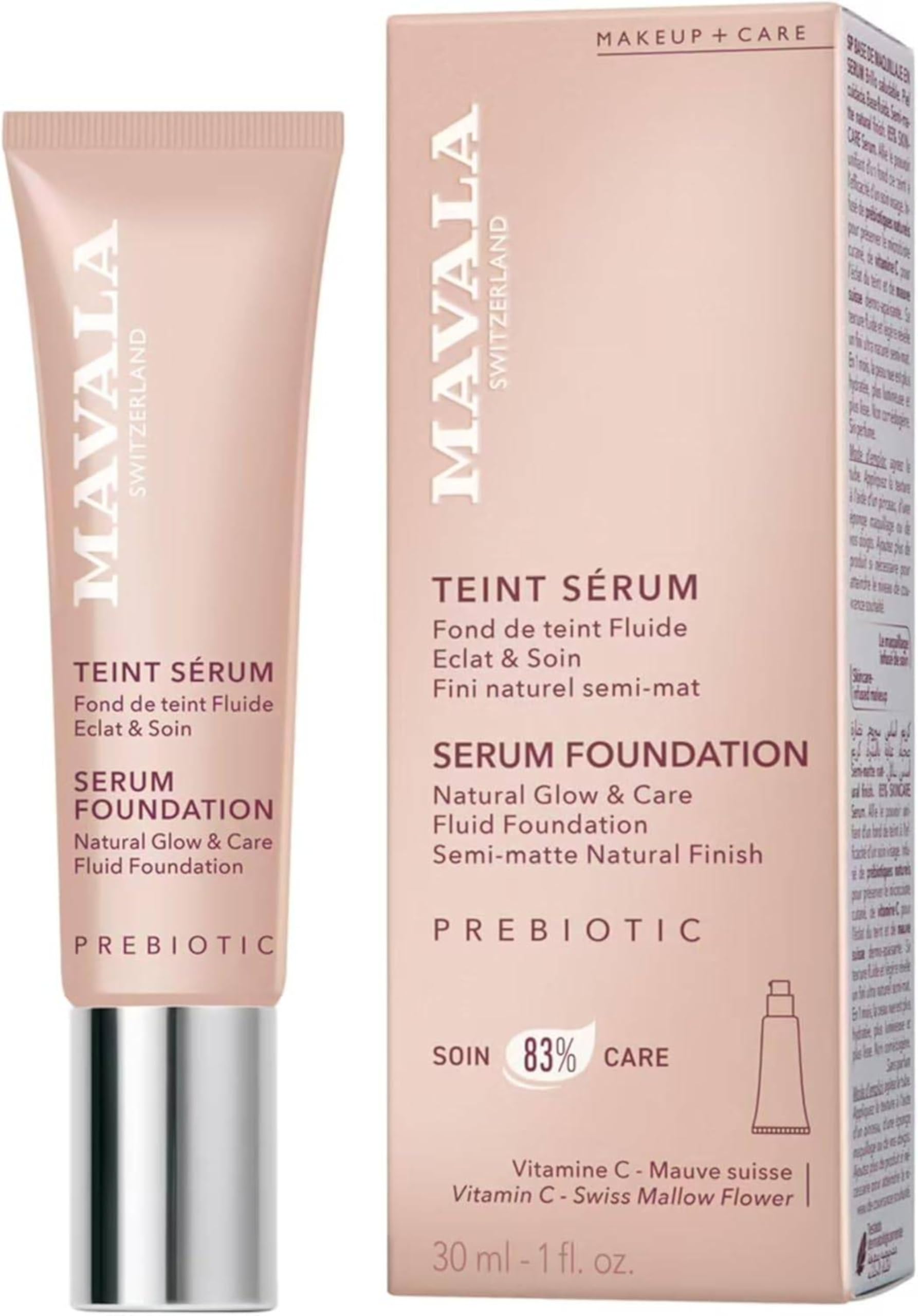 Mavala - Teint Sérum, Fond de Teint Fluide Eclat & Soin - Couvrance Modulable, Fini Semi-Mat Naturel - Soin Visage Apaisant, 83% de Soin - Teinte Dark, 30ml
