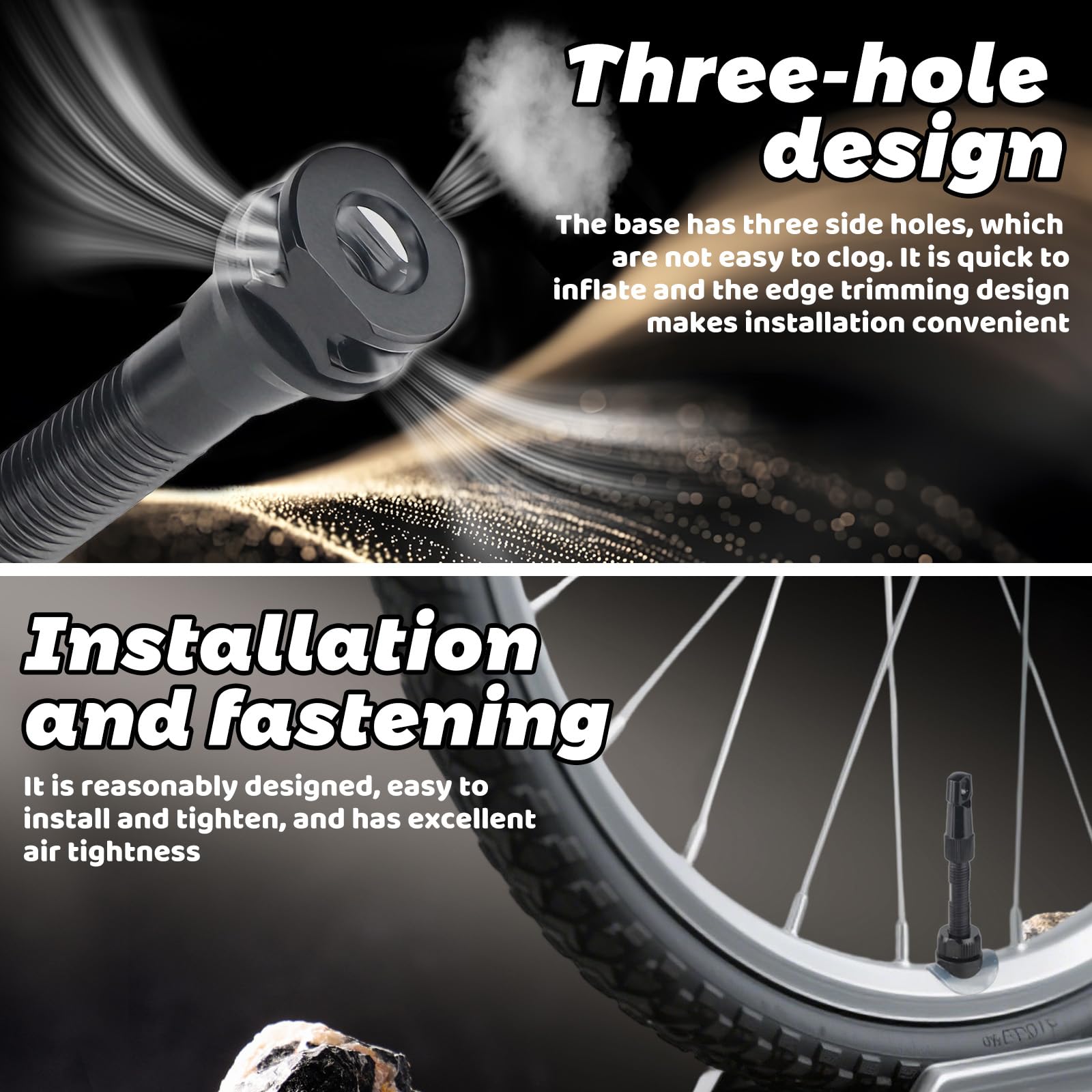 SoundZero 2 Pezzi Valvole Tubeless per Bici, Valvole Presta Tubeless Bici, Presta Tubeless Bicicletta MTB, Nere Bici Valvole Tubeless, Con strumento di rimozione valvola (50mm)