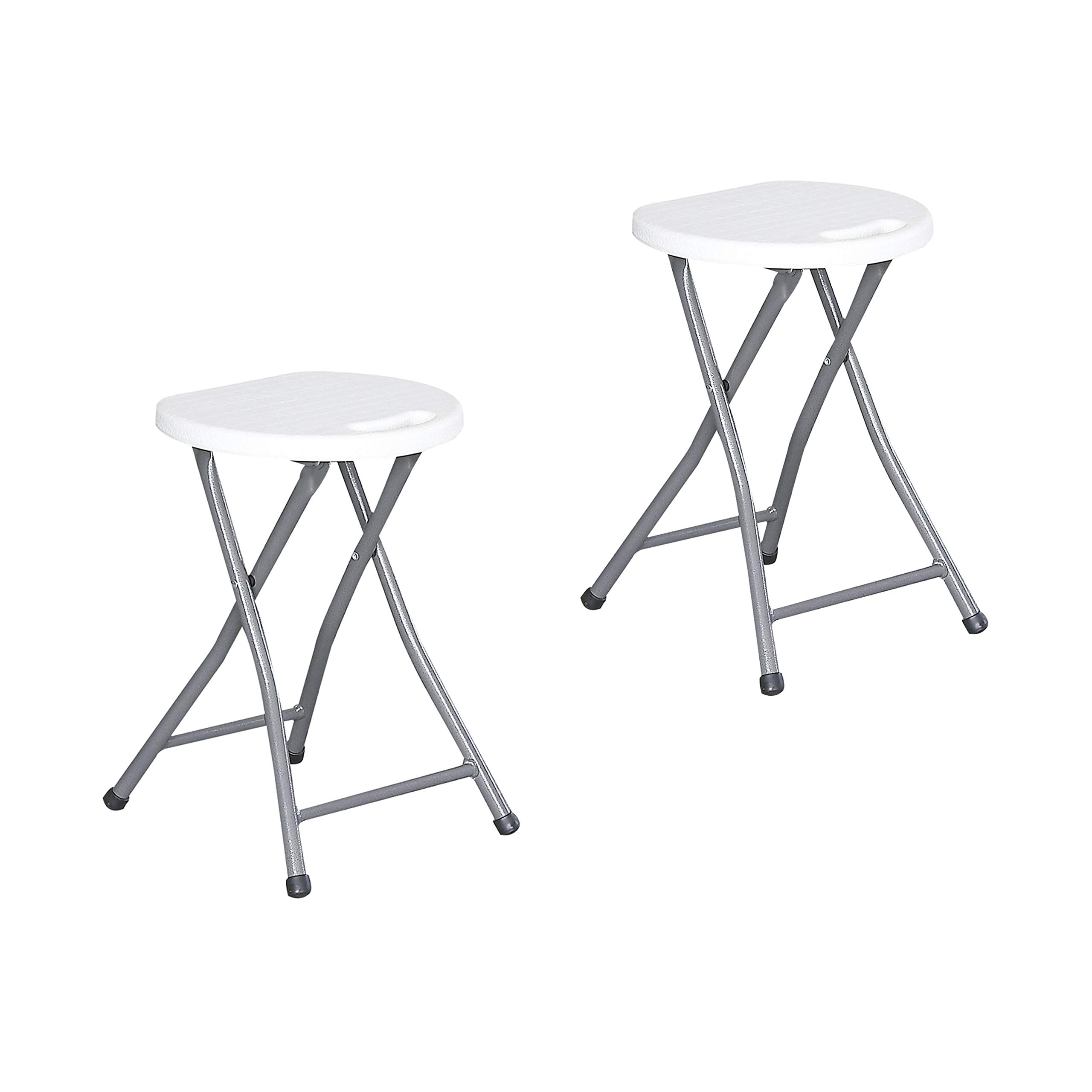 KG KITGARDEN - Pack de 2 Taburetes Plegables Multifuncionales, 46x30x27cm, Blanco