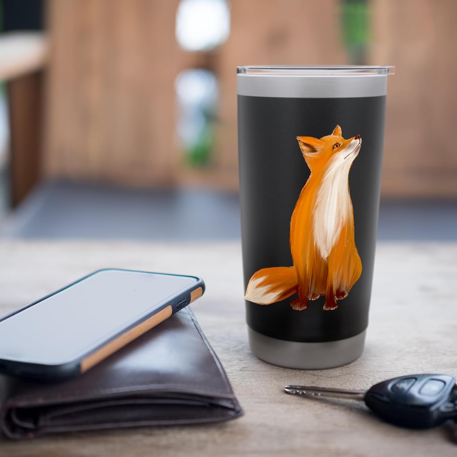 Watercolor Fox - Wildlife Zookeeper Fox Lover Stainless Steel Insulated Tumbler - Image 7