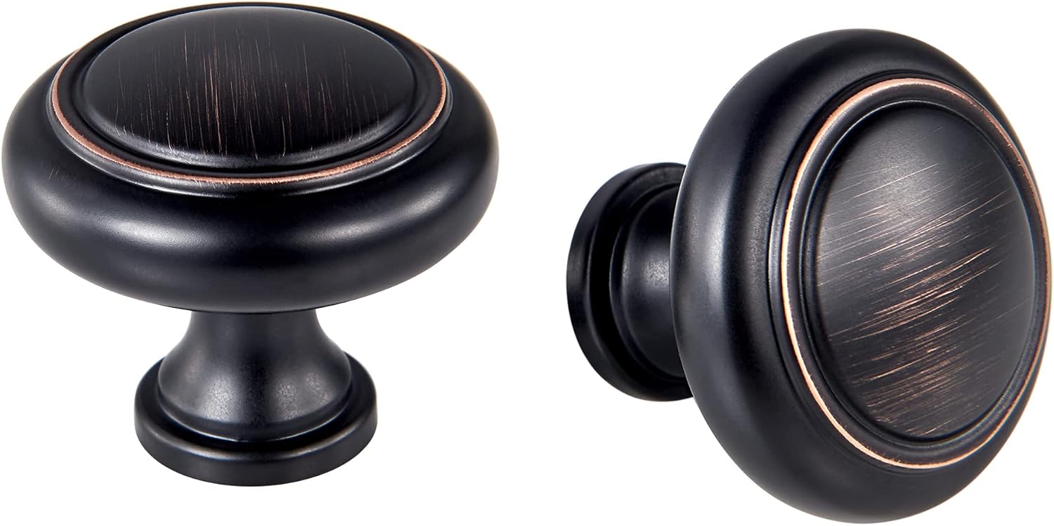 Round Knobs - 20 Pack (1-1/5 Inch), Bronze Hardware for Cabinets, Vintage Knobs for Kitchen Cabinet Handles and Knobs, Bathroom Drawer Knob, Bedroom Wardrobe Pulls