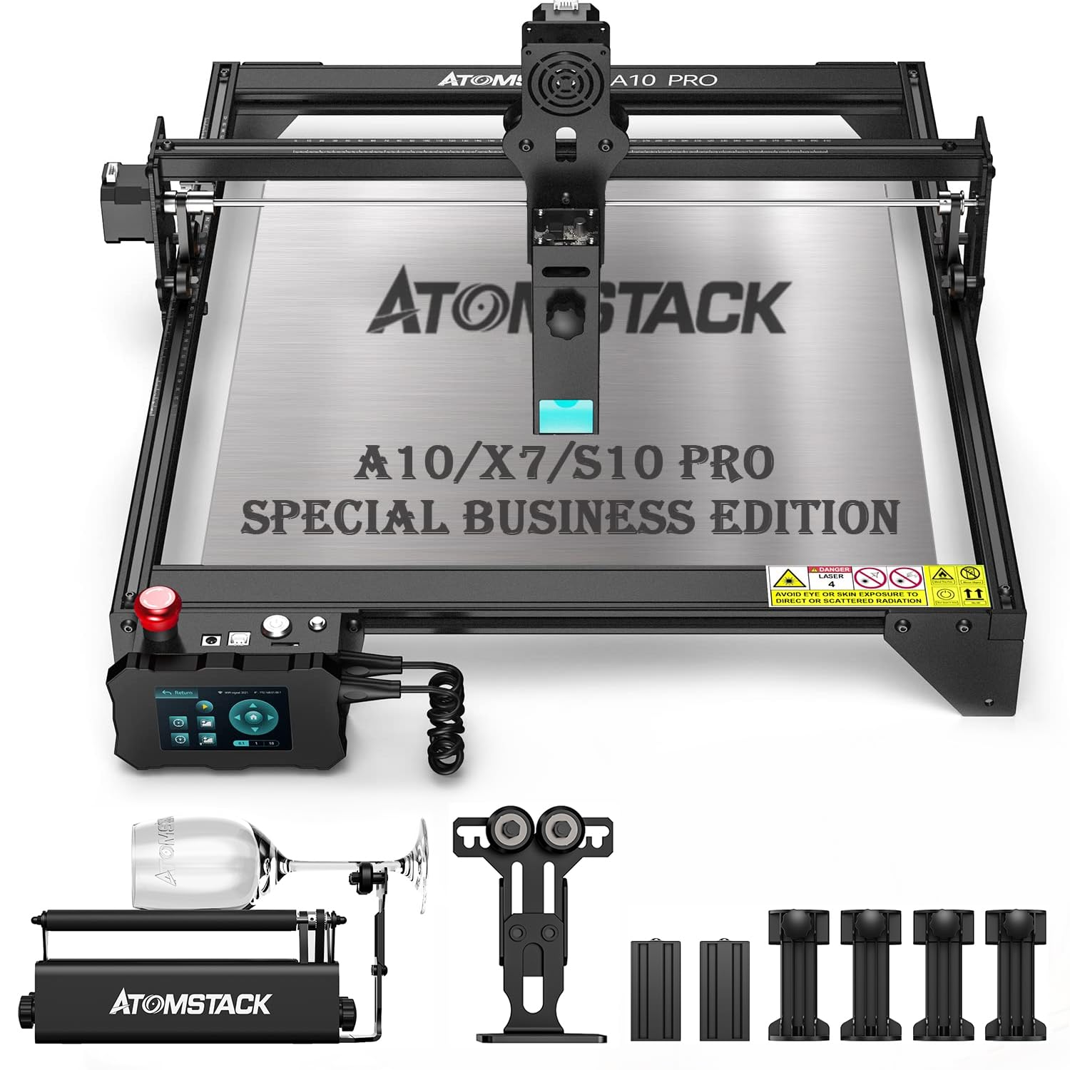 ATOMSTACK A10 Pro Laser Engraving Machine with R3 PRO Rotary Roller, 0.06x0.08mm Dual Compressed Spot 10W Output Power Higher Accuracy Laser Cutter and Engraver Machine for Wood and Metal
