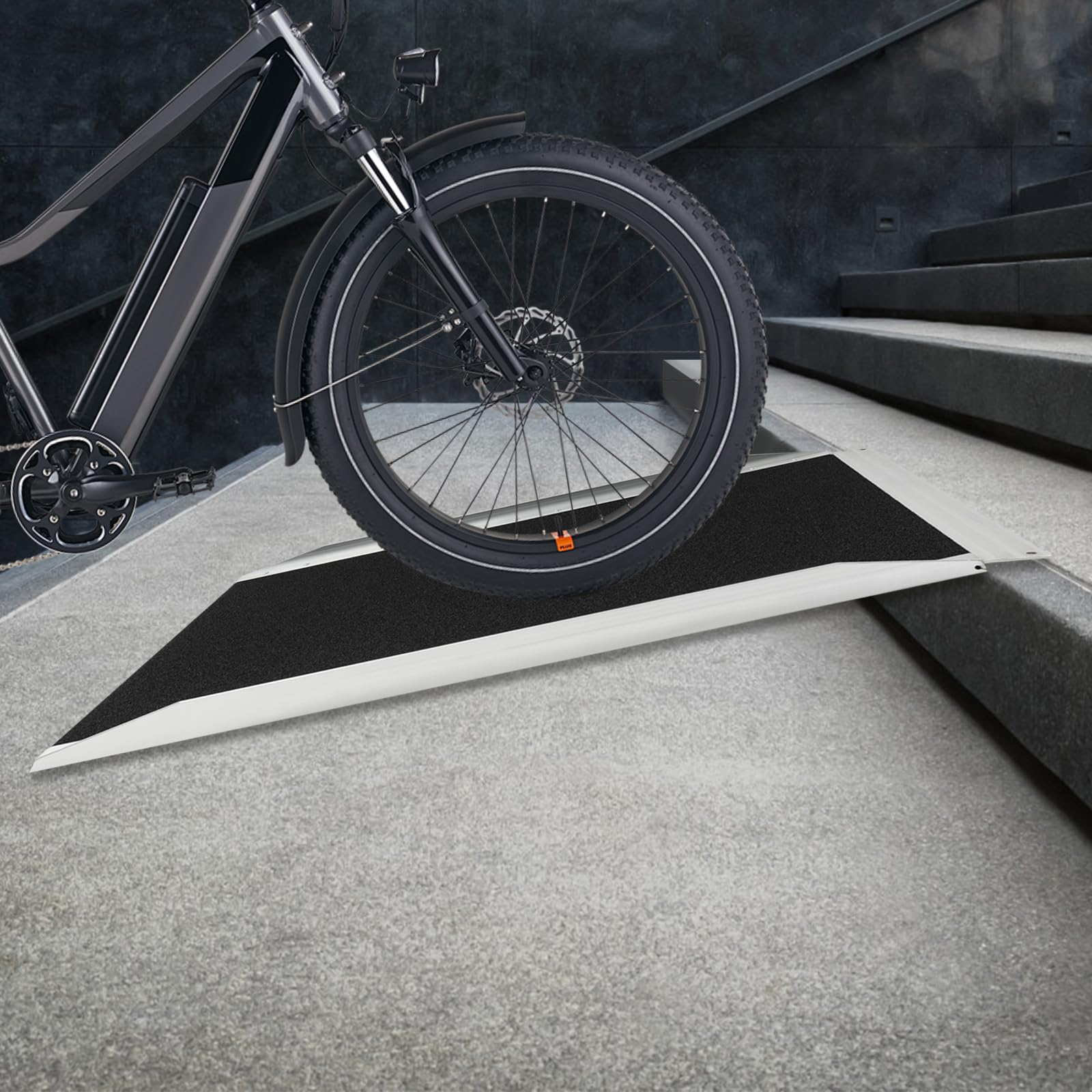 Rampa para silla de ruedas de aleación de aluminio, 272 kg, capacidad de carga, 91,5 x 73 x 5 cm, dimensiones de 72 cm, ancho útil, rampa de aluminio, altura de umbral, asa de transporte, superficie