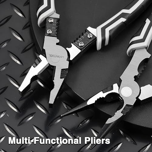 Vista 14 de Alicates de corte diagonal de 8 pulgadas con función de pelacables, crimpador/cortador, cortadores diagonales de alto apalancamiento con asas