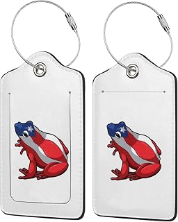 Luggage Tags for Suitcases, 2 Pack Puerto Rico Pu Leather Suitcase Tag Identifiers with Stainless Steel Loop and Address Card for Baggage Tag for Cruise Airport Travel