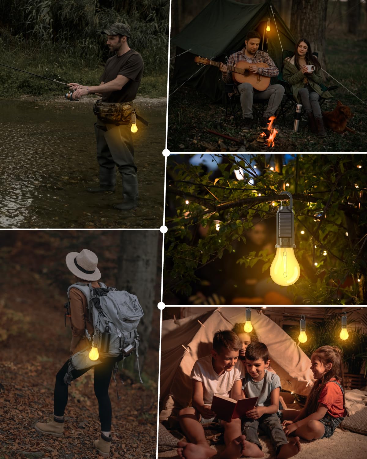 Lampe De Camping Solaire Avec Crochet - Rechargeable USB - 3 Modes D'éclairage