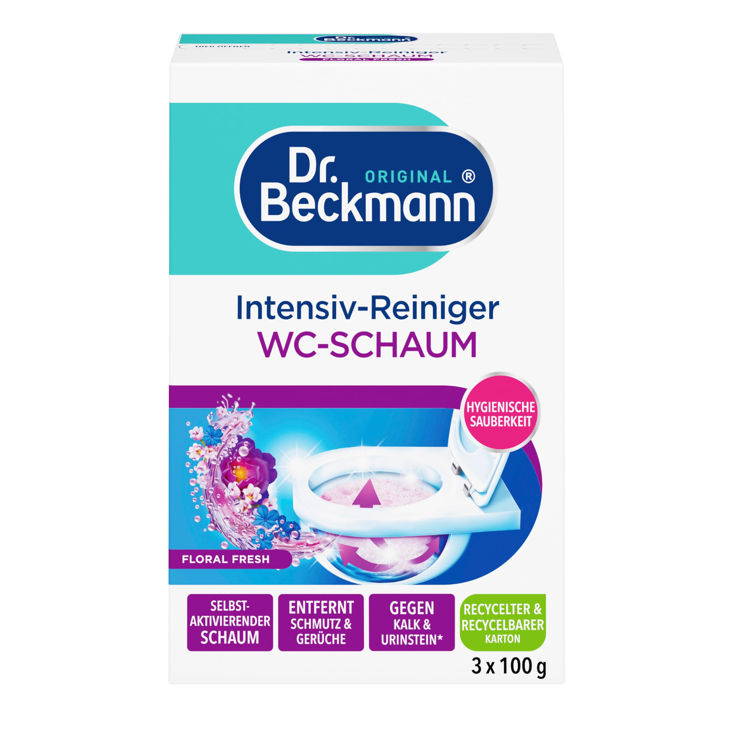 Dr. Beckmann Intensiv - Reiniger WC-Schaum Floral Fresh | 3 x 100 g