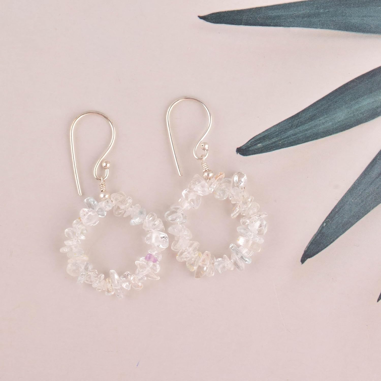 Crystal Earrings, Natural Gemstone Raw Uncut Chips Beads Earring, Birthstone Crystal, Jewelry for Women, Chakra Energy Healing Crystals Jewelry Silver Plated Gift for Her, Teen Girl (crystal) - Image 4