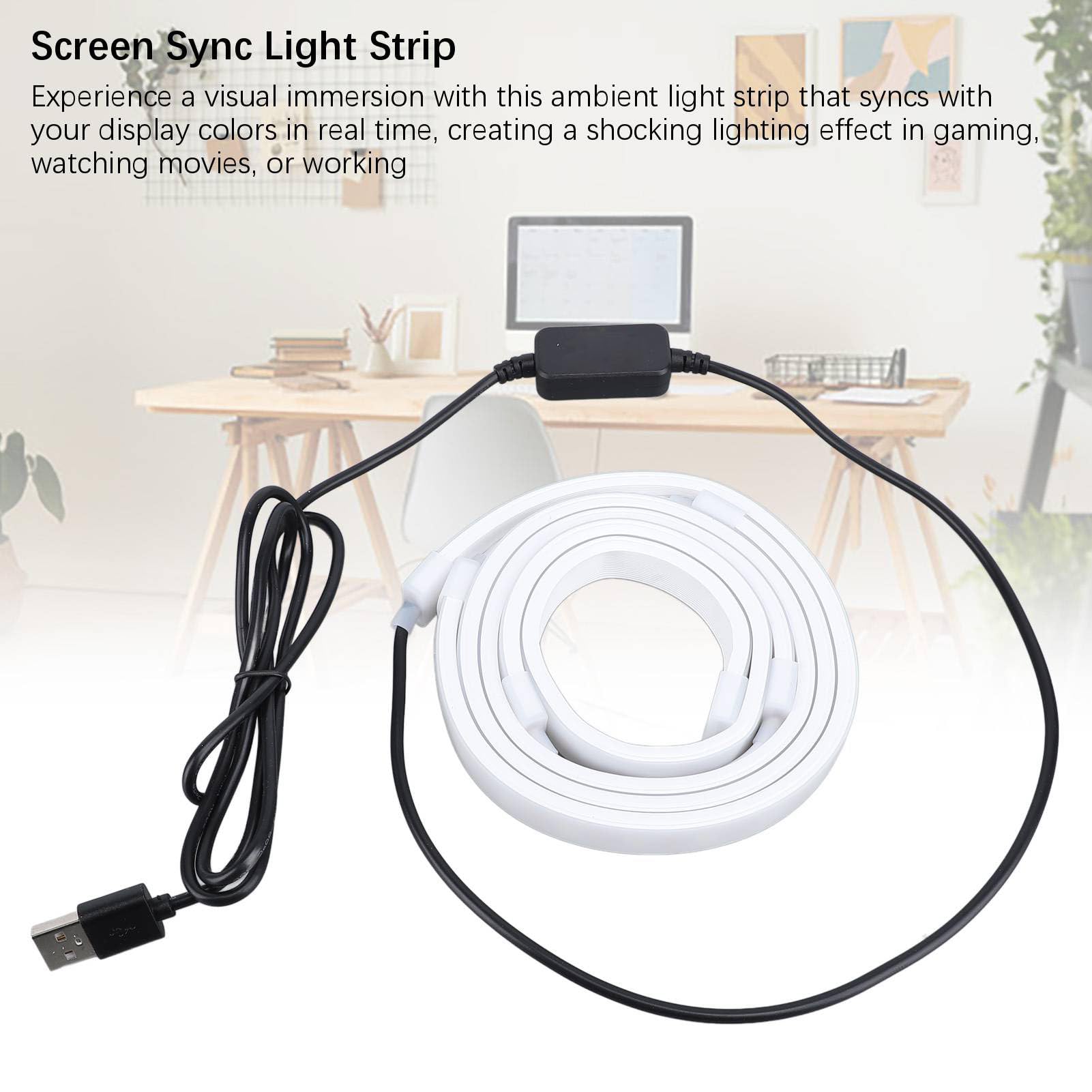 Wakects Tira de Luz LED RGB 65 LED Sincronización de Pantalla para