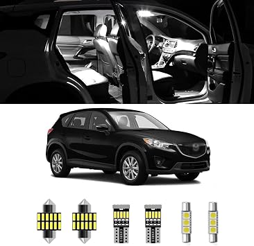 AWALITED 9pcs Mazda CX5 Interior LED Lights Kit Super Bright LED Map Dome Light Bulbs for 2013 2014 2015 2016 2017 2018 2019 2020 2021 Mazda CX-5 all models