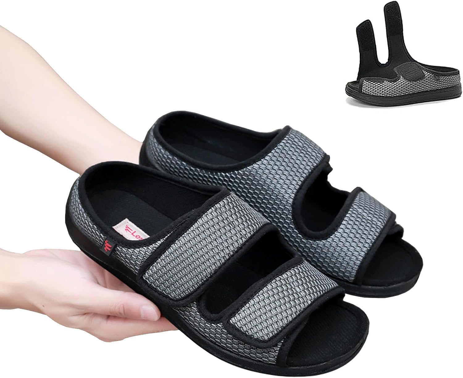 Women's Diabetic Sandals, Extra Wide Width, Open Toe, Adjustable Magic Stickers for Wide Feet, Big Toes, Foot Diseases, Arthritis, Swollen Foot