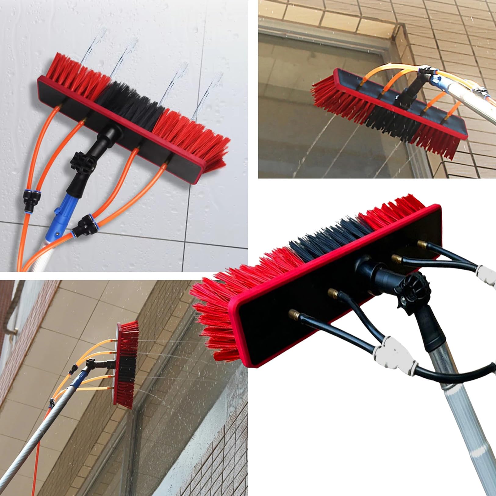 Poste de alimentación de agua con cepillo de 35 cm, kit de limpieza de paneles solares para techos altos, paredes, vehículos y barcos, perfecto para una limpieza y mantenimiento eficientes de paneles